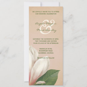 Invitation Mariage de fleurs du sud de Magnolia   Antique Blu