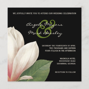Invitation Mariage de fleurs du sud de Magnolia   Élégant noi