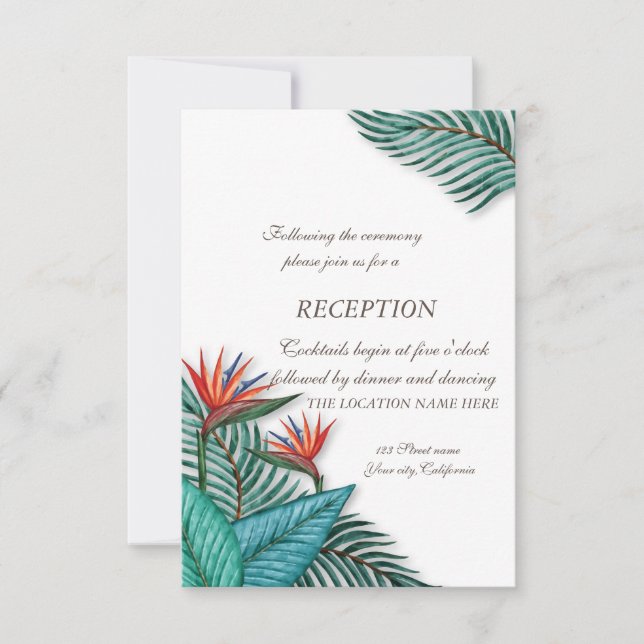 Invitation Mariage de fleurs exotiques tropicales (Devant)