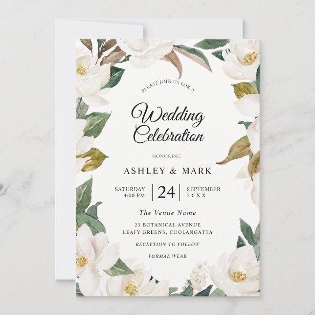 Invitation Mariage de fleurs florales botaniques (Devant)