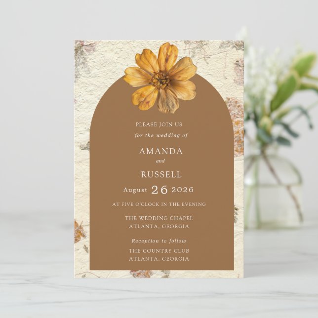 Invitation Mariage de fleurs habillé en automne (Debout devant)