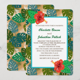 Invitation Mariage de fleurs Hibiscus de la Jungle hawaïenne