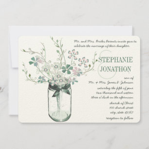 Invitation Mariage de fleurs sauvages Mint Blush Pink Mason J