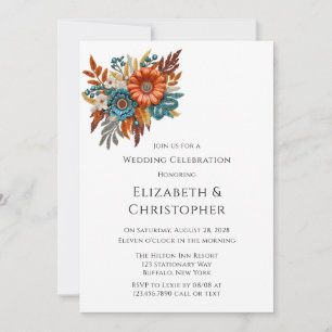 Invitation Mariage de fleurs séquencées d'automne