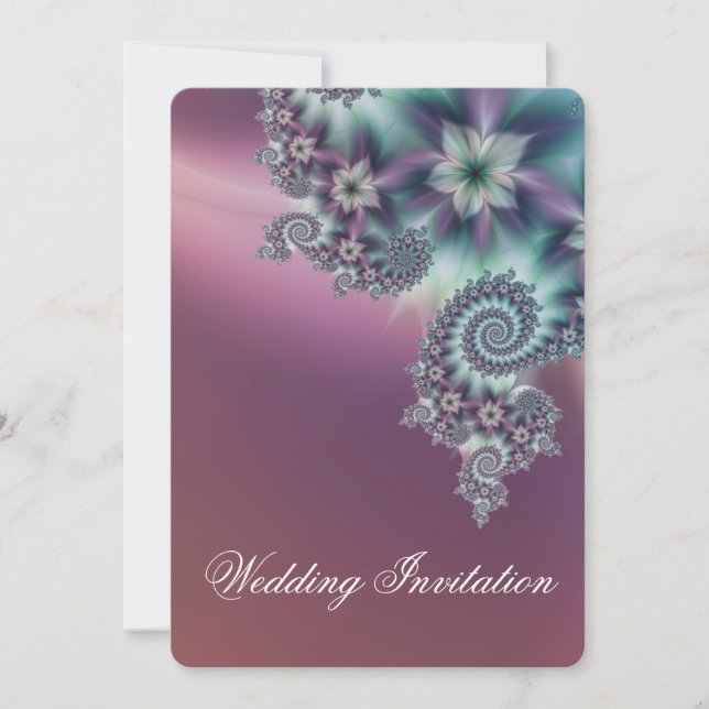 Invitation Mariage de fleurs spirales (Devant)