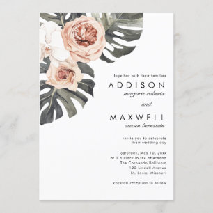 Invitation Mariage de fleurs tropicales de Monstera