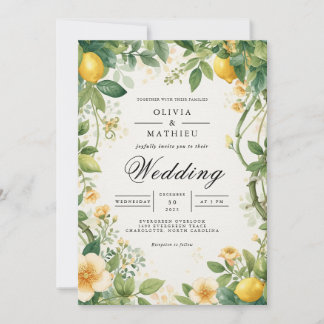 Invitation Mariage de fleurs verdoyantes d'agrumes