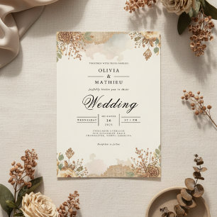 Invitation Mariage de floraison automatique de Sepia
