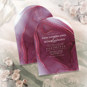 Invitation Mariage de flux d'encre Burgundy Arch ID762