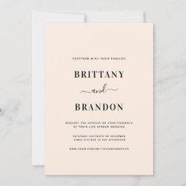 Invitation Mariage de flux en direct bleu minimaliste