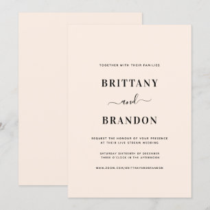 Invitation Mariage de flux en direct bleu minimaliste