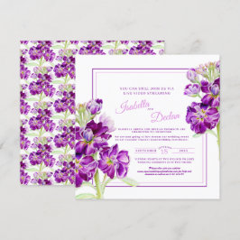Invitation Mariage de flux en direct de fleurs stocks violet