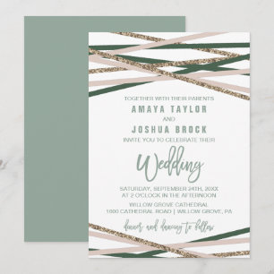Invitation Mariage de flux verts et bleus