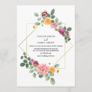 Invitation Mariage de flux virtuel de flux géométrique Floral
