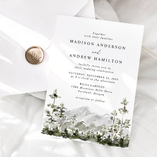 Invitation Mariage de forêt de montagne de conifères rustique