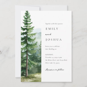 Invitation Mariage de forêt de pins rustiques