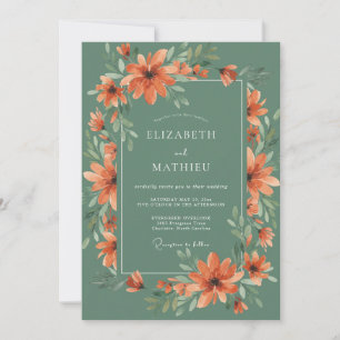 Invitation Mariage de forêt peintre vert sauge