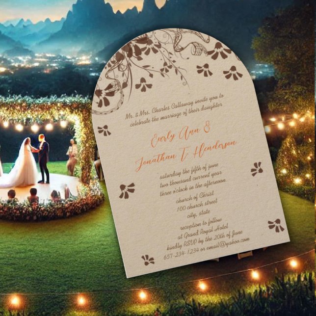 Invitation Mariage de forme d'arche florale rustique (Créateur téléchargé)