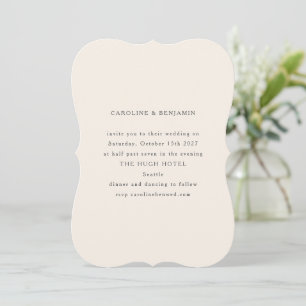 Invitation Mariage de forme unique en ivoire classique