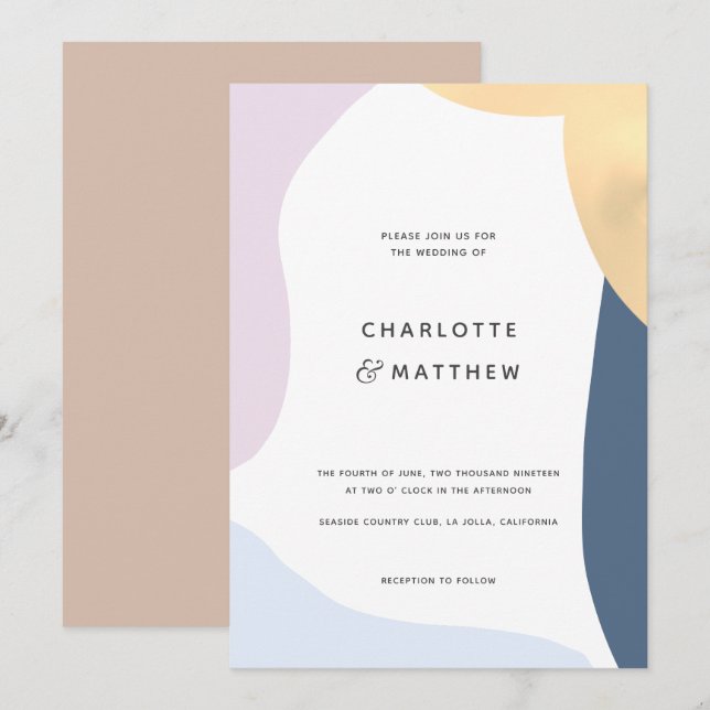 Invitation Mariage de formes Abstraites modernes (Devant / Derrière)