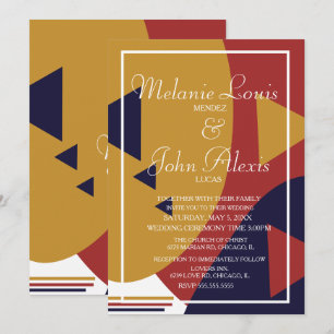 Invitation Mariage de formes géométriques et colorées rétro