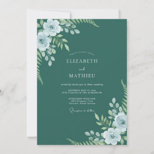 Invitation Mariage de fougère luxuriante vert émeraude
