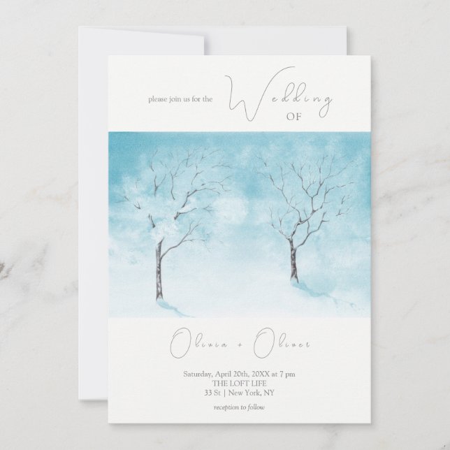 Invitation Mariage de fraîcheur d'hiver (Devant)