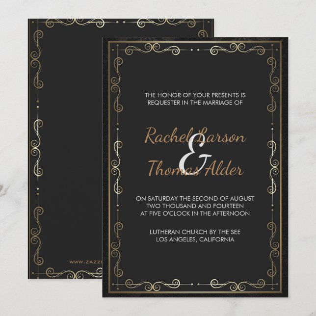 Invitation Mariage De Frame Or Et De Flèche (Devant / Derrière)