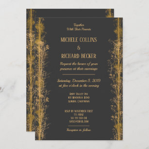 Invitation Mariage de frontière botanique en or chic