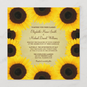 Invitation Mariage de frontière de tournesol