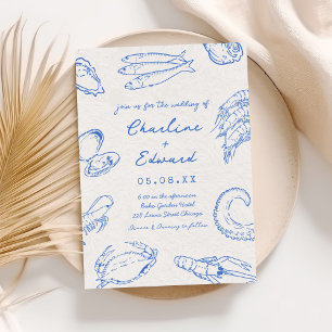 Invitation Mariage de fruits de mer tiré à la main