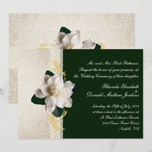 Invitation Mariage de Gardenia vert foncé et ivoire