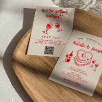 Mariage de gâteau Red Quirky de code QR tiré à la 