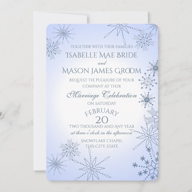 Invitation Mariage de gemmes de flocon de neige d'hiver (Devant)