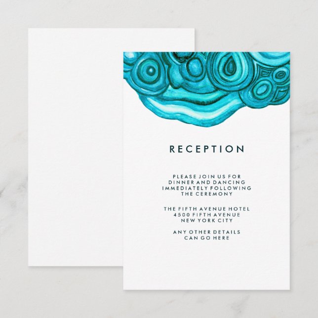 Invitation Mariage de géoode moderne| Réception bleue (Devant / Derrière)