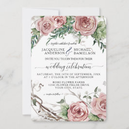 Invitation Mariage de germe rustique rose rose rose de BOHO
