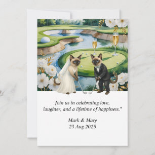 Invitation Mariage de golf à thème pour Amoureux de les chats