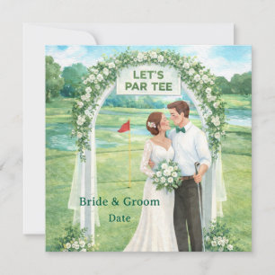 Invitation Mariage de golf avec la mariée et le marié à la ma