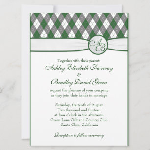 Invitation Mariage de golf de Jacquard Golfball Green Monogra