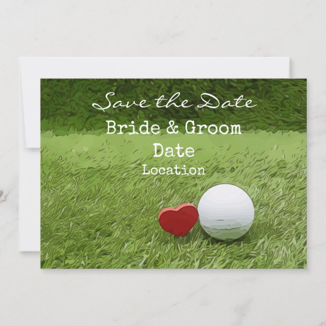 Invitation Mariage de golf enregistrer la date avec l'amour g (Devant)