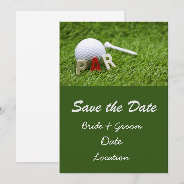 Invitation Mariage de golf enregistrer la date par pour aller (Devant / Derrière)