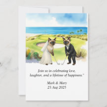 Mariage de golf sur le thème des amoureux des chat