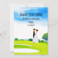 Mariage de golfeur Mariée et marié sur le parcours