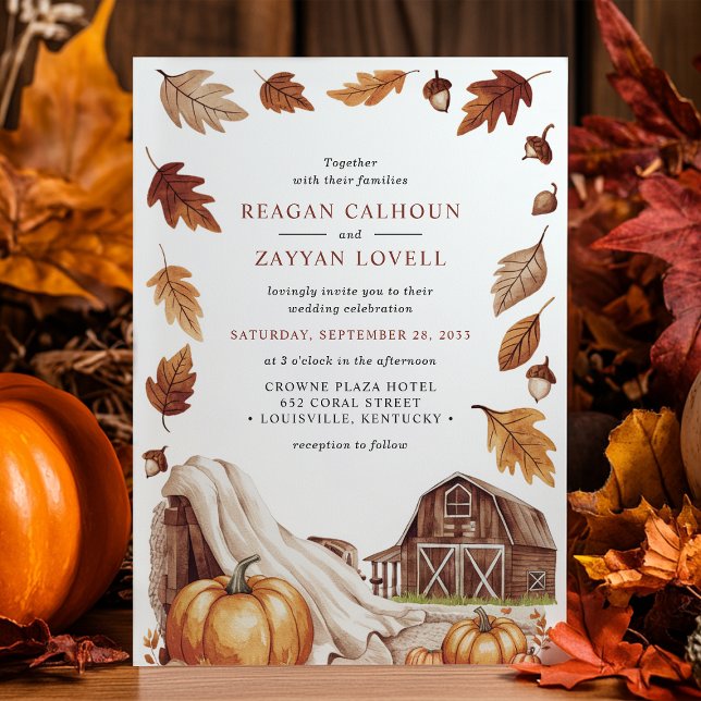 Invitation Mariage de grange à la feuille d'automne (Créateur téléchargé)