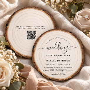 Invitation Mariage de grange en bois moderne rustique naturel