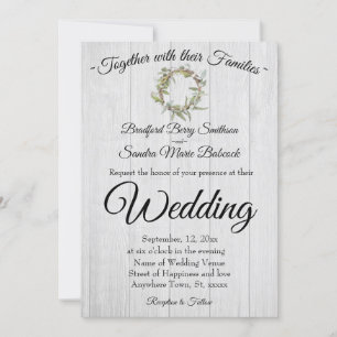 Invitation Mariage de grange rustique, Eucalyptus Wreath