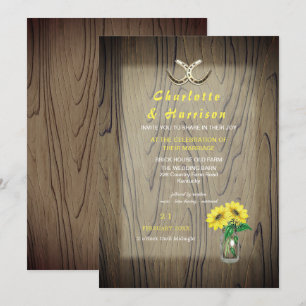 Invitation Mariage de grange tournesolPays rustique