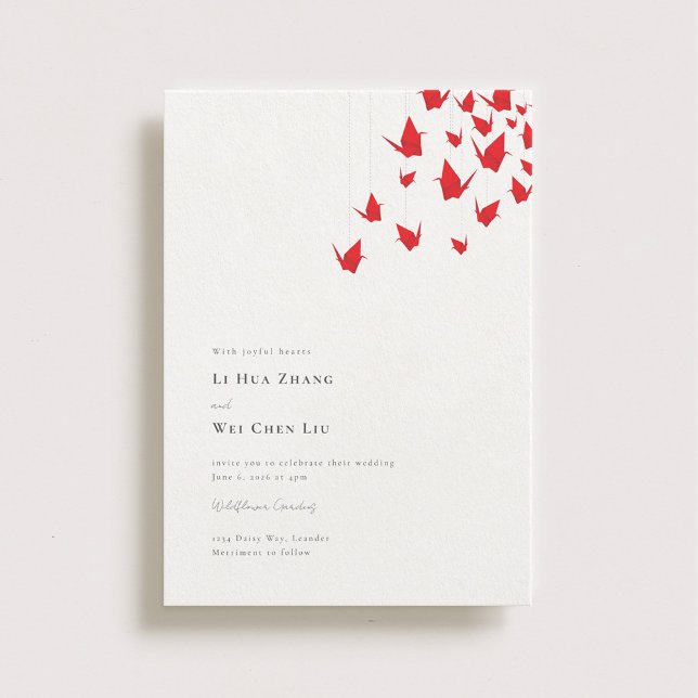 Invitation Mariage de grues en papier Origami (Créateur téléchargé)
