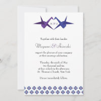 Mariage de grues Origami (bleu et violet)
