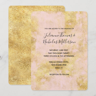 Invitation Mariage de Grunge Or Rose Vierge Invite